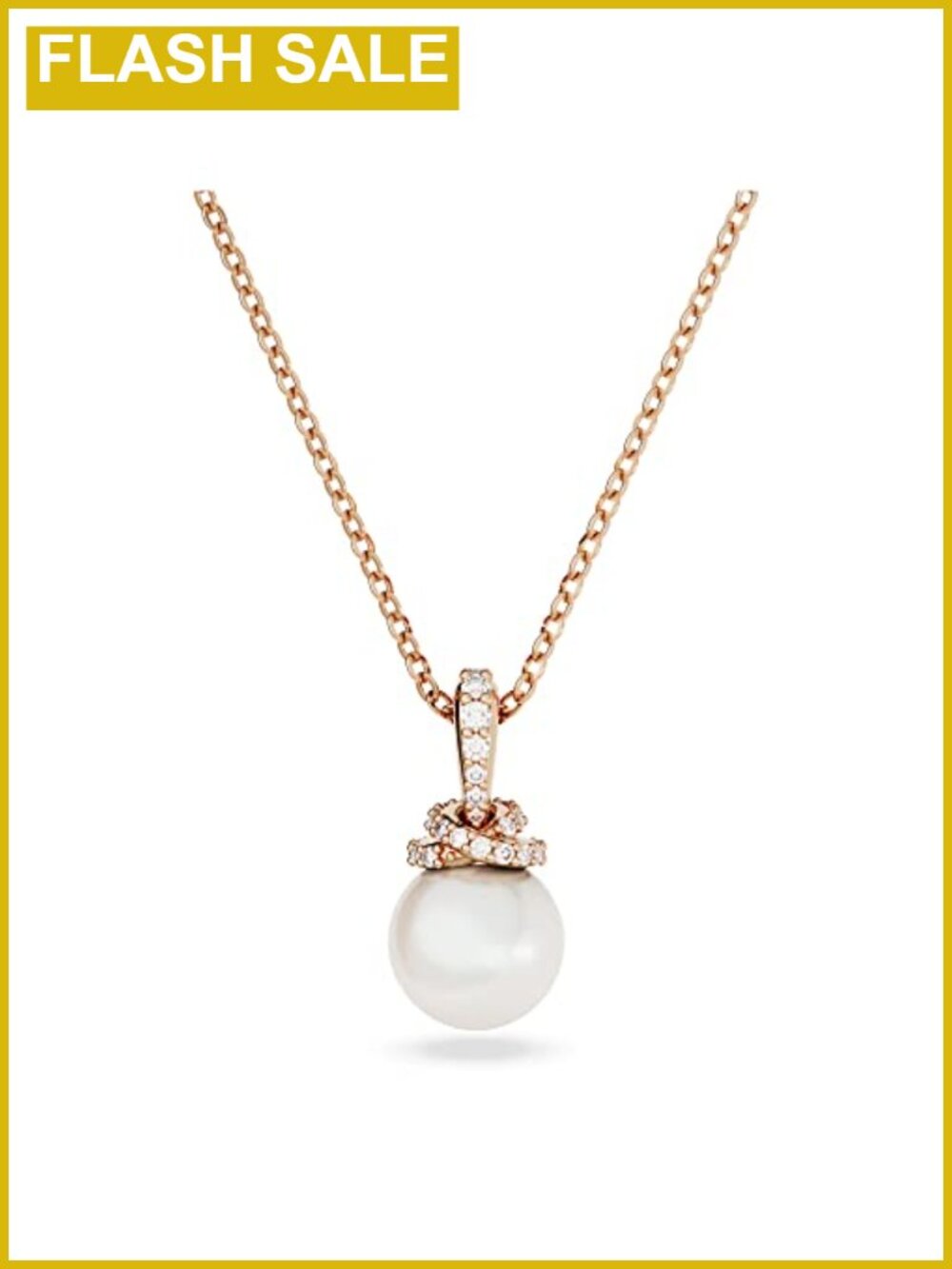 Swarovski Crystal Pearl Pendant Necklace Rose Gold-Tone